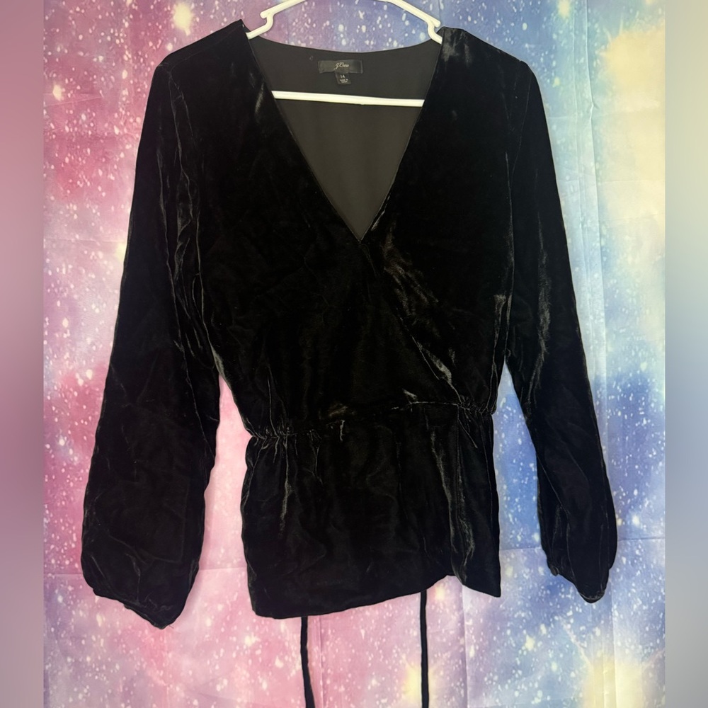 Womens J. Crew Tops Faux Wrap Velvet V-Neck Top